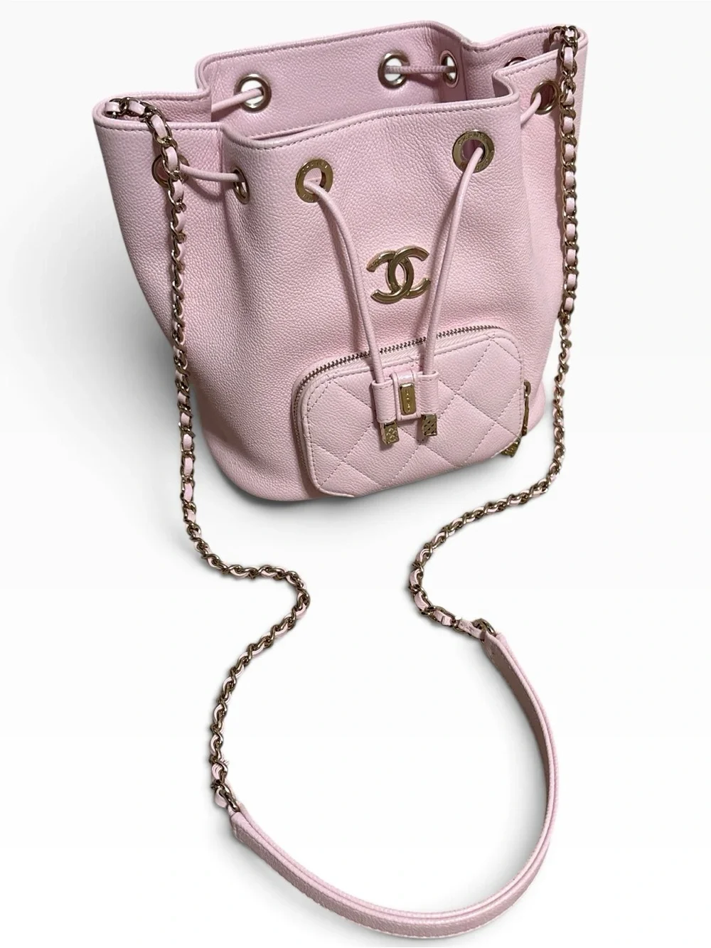 CHANEL Business Affinity Pink Caviar Bucket Bag